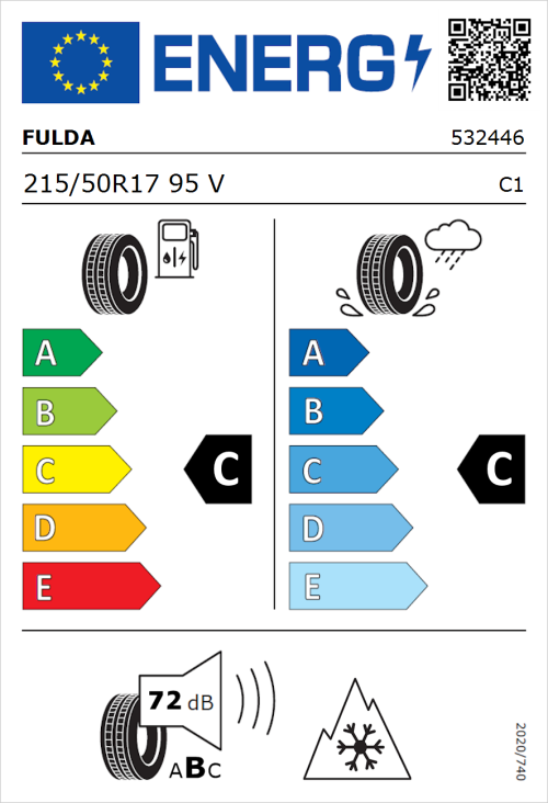 Tyre Label for Fulda Kristall Control HP2 215/50R17 95V