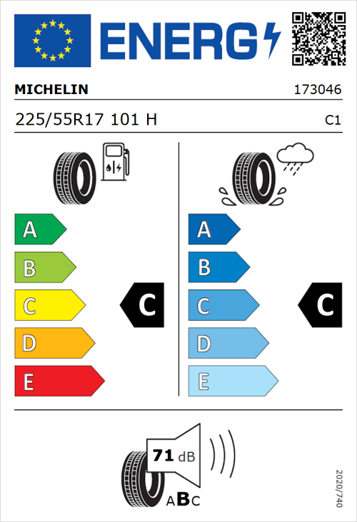 Tyre Label for Michelin Latitude Cross 225/55R17 101H
